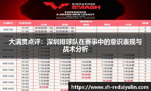 大满贯点评：深圳排球队在赛事中的意识表现与战术分析