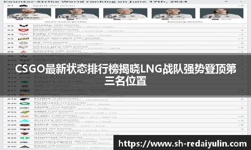 CSGO最新状态排行榜揭晓LNG战队强势登顶第三名位置